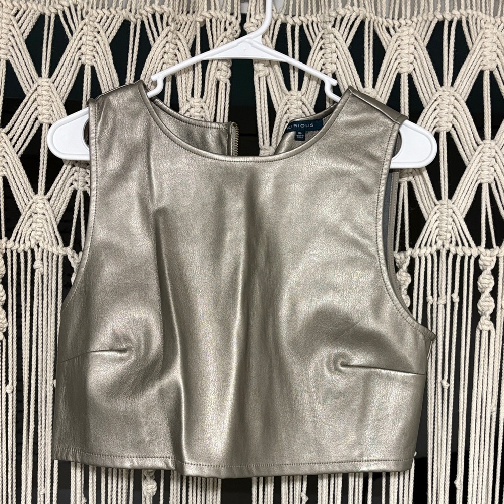Chic Metallic Silver Crop Top